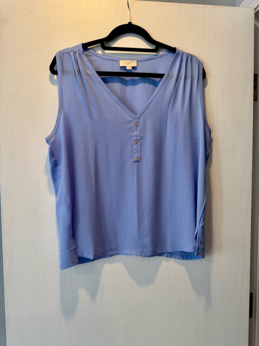 LOFT Light Periwinkle V-Neck Sleeveless Blouse